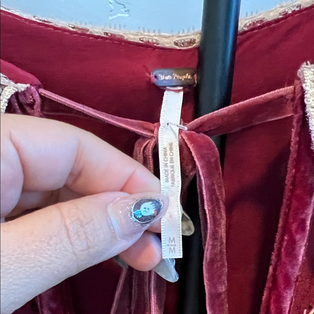 Free People Burgundy Velvet Dress with Gold Accents - Picture 2 of 9